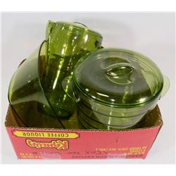 SET OF GREEN UNBREAKABLE DISHES