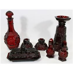 VINTAGE DARK RED FOOTED GLASS