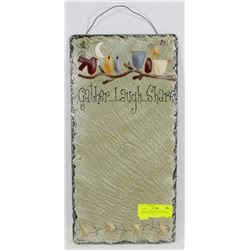HAND PAINTED SLATE TILE WALL HANGING. 8 X 16