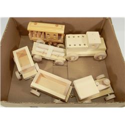 HANDMADE WOODEN TRUCK & TRAIN SET TOYS.