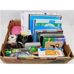LARGE BOX OF MISC OFFICE SUPPLIES.