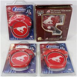 FLAT OF CFL CALGARY STAMPEDERS COLLECTIBLES ITEMS