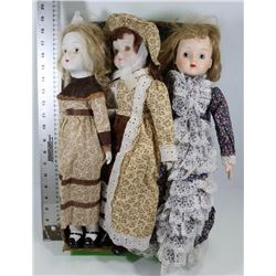 FLAT OF 5 VINTAGE PORCELAIN DOLLS