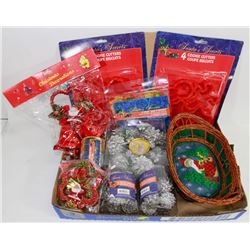FLAT OF CHRISTMAS DECORATIONS AND COOKIE CUTTERS