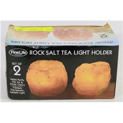 SET OF 2 ROCK SALT TEA LIGHT HOLDERS