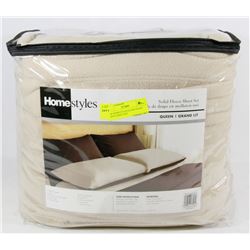 NEW HOMESTYLES QUEEN SOLID FLEECE SHEET SET