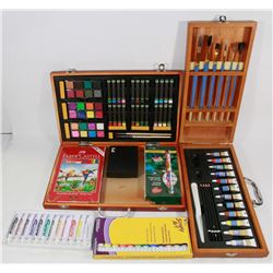 ART CASE WITH NEW BRUSH SET AND 2 UNOPENED BOXES