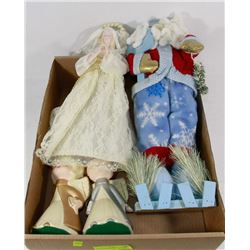 BOX OF CHRISTMAS ANGEL AND WHIMSICAL SANTA