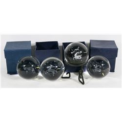 4 CRYSTAL BALLS WITH LAZER ZODIAC 3"
