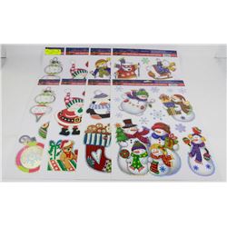 LOT OF 8 ASSORTED CHRISTMAS WINDOW CLINGS