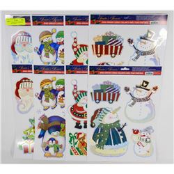 LOT OF 8 ASSORTED CHRISTMAS WINDOW CLINGS
