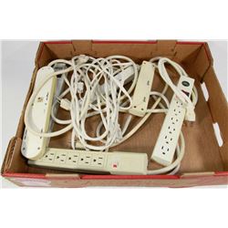 BOX OF SURGE PROTECTORS, POWER BARS & EXTENSION