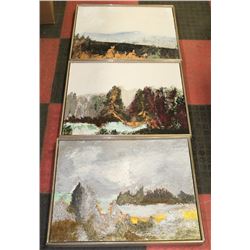 SET OF 3 PAINTINGS 25'X19'