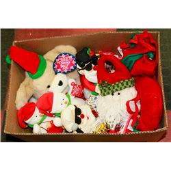 BOX OF ANIMATED SANTAS, SNOWMAN & MORE