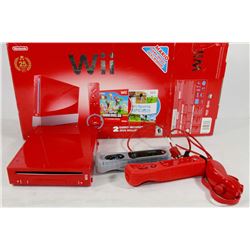 RED 25TH ANNIVERSARY OF SUPER MARIO WII CONSOLE W/