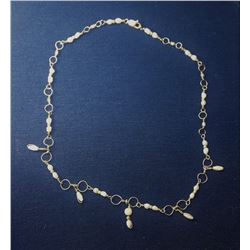 13)  FINE SILVER TONE & FRESHWATER PEARL