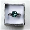Image 1 : 3)  SQUARE CUT BLUE ZIRCON RING SET IN