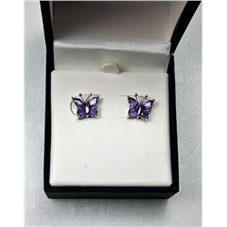 2)  STERLING SILVER STAMPED 925 AMETHYST