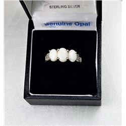 6)  STERLING SILVER & OPAL RING