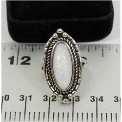 14)  ANTIQUED SILVER TONE & WHITE FIRE