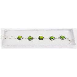 #91-GREEN PERIDOT GEMSTONE  BRACELET