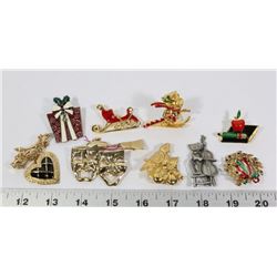BOX WITH 10 CHRISTMAS THEMED PINS
