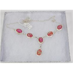 #64-AUSTRALIAN TRIPLE FIRE OPAL  NECKLACE