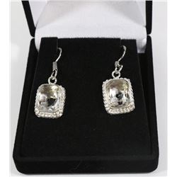 #78-WHITE TOPAZ GEMSTONE EARRINGS