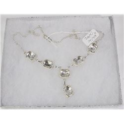 #80-WHITE TOPAZ GEMSTONE NECKLACE