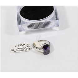 6) NEW CUBIC PURPLE STONE, STERLING SILVER .925