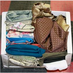 BOX OF ASSORTED FABRIC