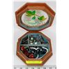 Image 1 : WOODEN JEWELRY BOX WITH CONTENTS.