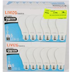 2 - NEW 9W LED 6 PACKS LED BULBS