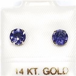 6)14K YELLOW GOLD IOLITE EARRINGS