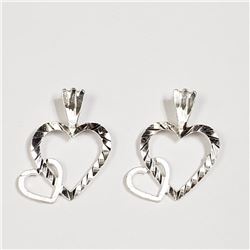 11) STERLING SILVER 2 HEART PENDANT
