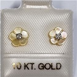 22) 10K DIAMOND MOTHER OF PEARL JACKET EARRING