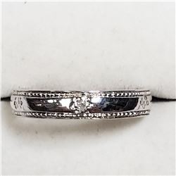 27) STERLING SILVER DIAMOND RING