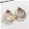 Image 2 : 32) STERLING SILVER ROSE QUARTZ EARRINGS