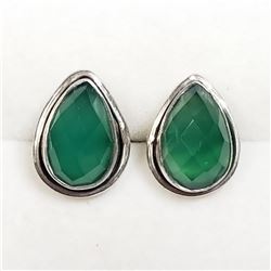 38) STERLING SILVER TSAVORITE EARRINGS