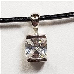 46) STERLING SILVER CUBIC ZIRCONIA NECKLACE