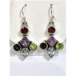 55) STERLING SILVER GEMSTONE EARRINGS