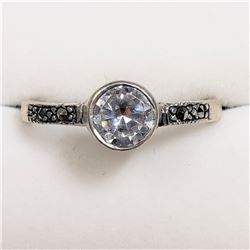 60) STERLING SILVER CUBIC ZIRCONIA MARCASITE RING