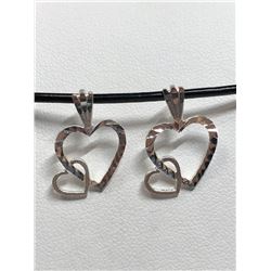 61) STERLING SILVER 2 HEART NECKLACE