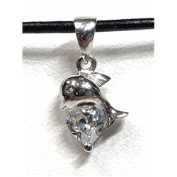64) STERLING SILVER CZ DOLPHIN NECKLACE