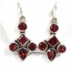 65) STERLING SILVER GARNET EARRINGS