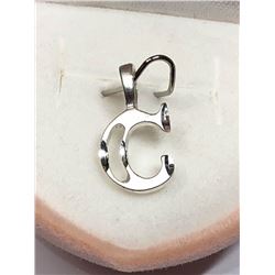 67) STERLING SILVER C CHARM PENDANT