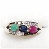 Image 1 : 68) GOLD-PLATED STERLING SILVER GEMSTONE RING