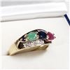 Image 2 : 68) GOLD-PLATED STERLING SILVER GEMSTONE RING