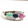 Image 3 : 68) GOLD-PLATED STERLING SILVER GEMSTONE RING