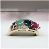 Image 4 : 68) GOLD-PLATED STERLING SILVER GEMSTONE RING